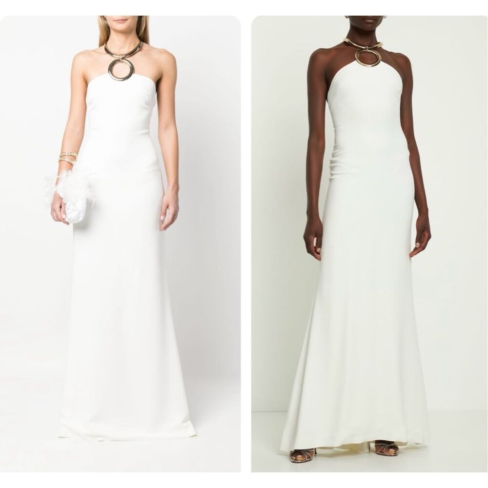 Elie Saab Metal Choker Halterneck Gown SIZE FR 34 / US 2 $3810